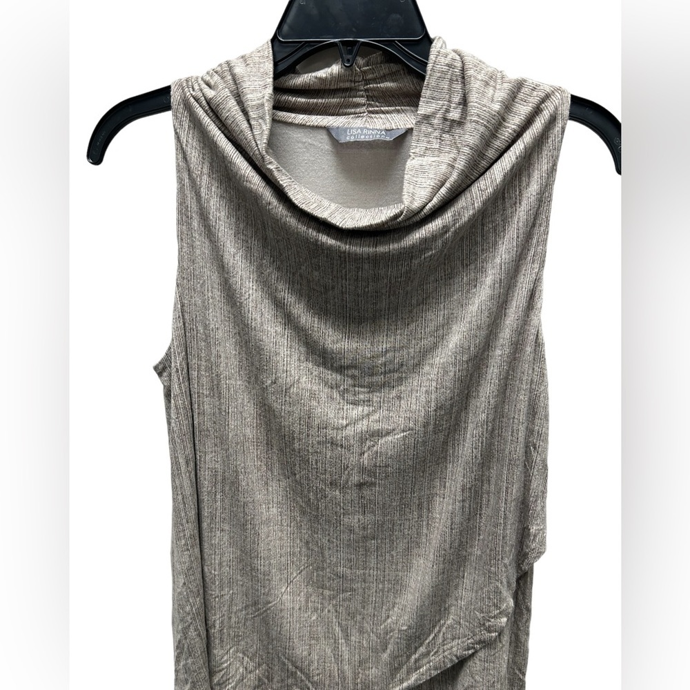 Lisa Rinna Collection V-Neck Sleeveless Blouse Beige Lightweight H112